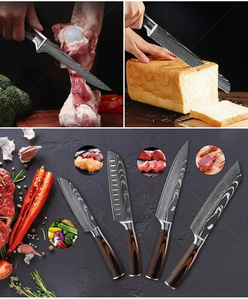 Conjunto de Facas Profissionais Damascus Chef’s Knife