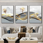 Conjunto com 3 Quadros Decorativos Estilo Nórdico Luxuoso