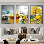 Conjunto com 3 Quadros Decorativos Estilo Nórdico Luxuoso