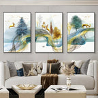 Conjunto com 3 Quadros Decorativos Estilo Nórdico Luxuoso