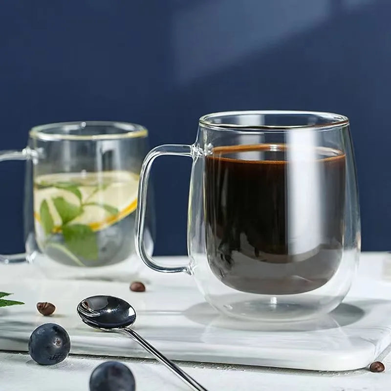 Caneca de Vidro Dupla de Parede 250-450ml
