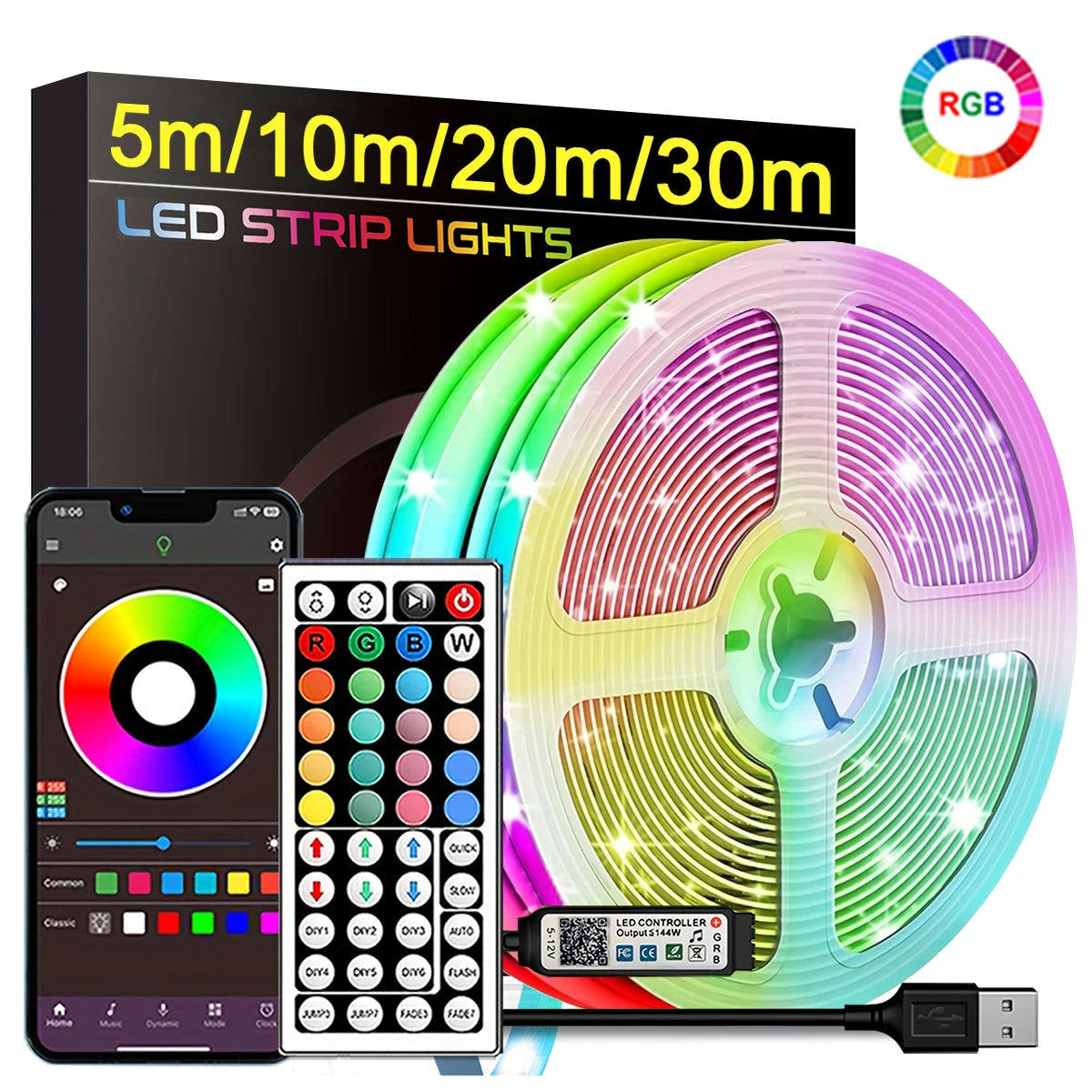Fita LED RGB 5m/10m/20m/30m