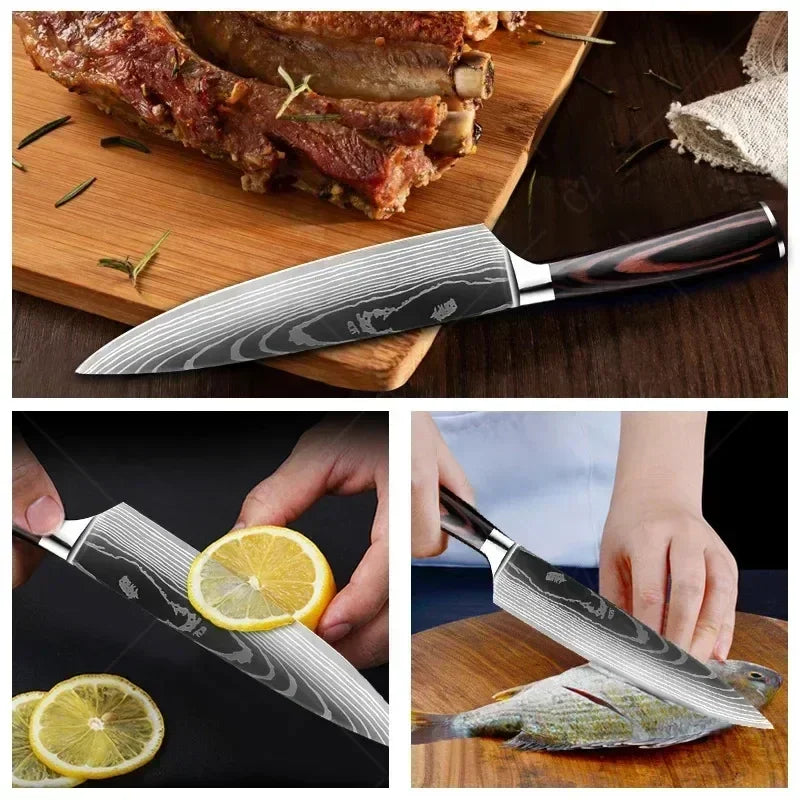 Conjunto de Facas Profissionais Damascus Chef’s Knife