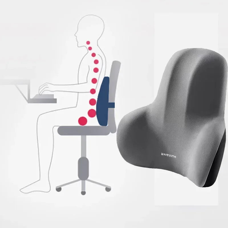 Memory Foam Lumbar Back Cushion for Car Office Gaming Chairs and Postpartum Waist Support Multi Functional Pain Relief Pillow