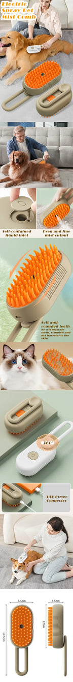 Steam Brush Cat Brush Cats Vaporizer Pet Hair Brush Remover Pets Cleaning Steamy Spray Massage Comb 3in1 Grooming Supplies