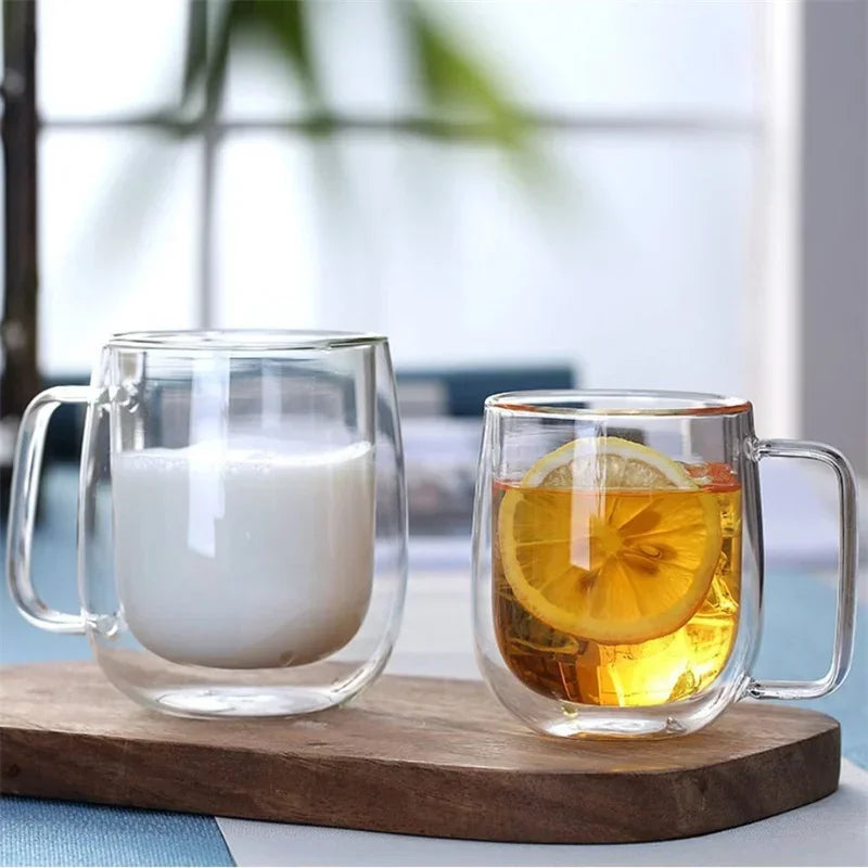 Caneca de Vidro Dupla de Parede 250-450ml