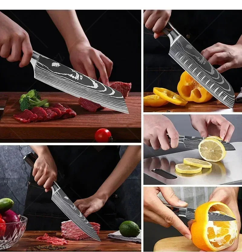 Conjunto de Facas Profissionais Damascus Chef’s Knife